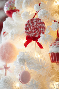 Red & White Swirl Lollypop Hanging Ornament