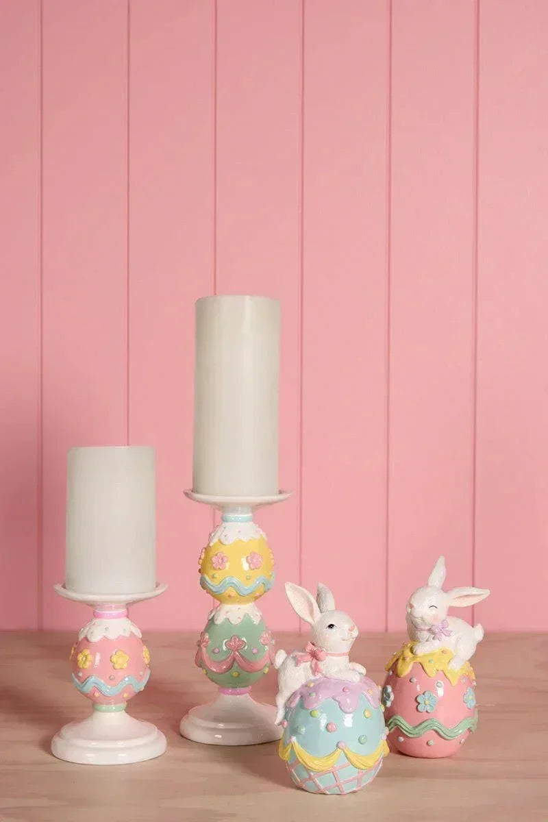 14cm Pastel Piped Egg Candle Holder - House Journey