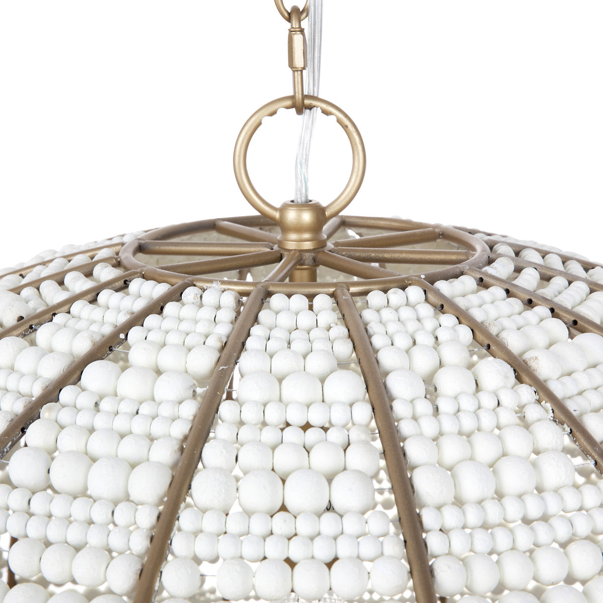 Sierra Beaded Dome Pendant - Gold/White