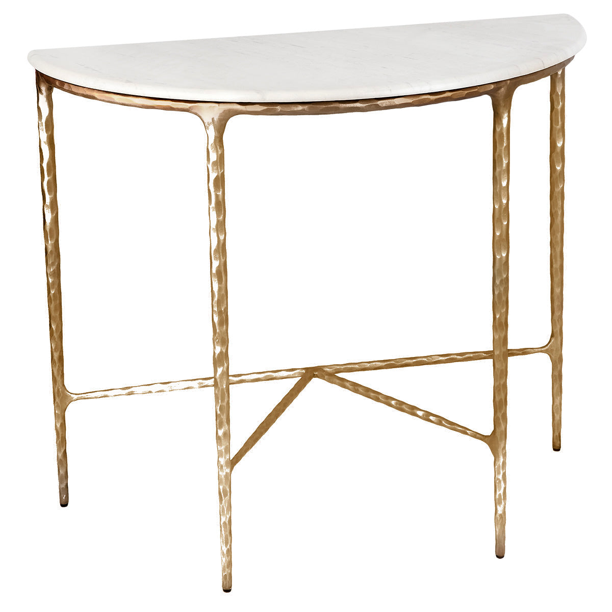 Heston Marble Demilune Table - Brass