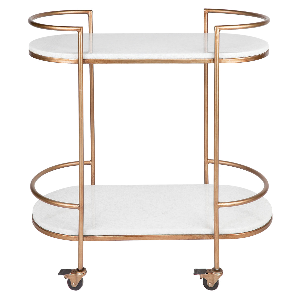 Southside White Stone Bar Cart - Antique Gold