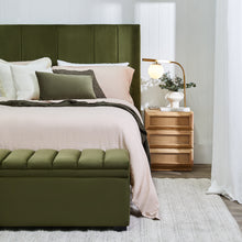 Load image into Gallery viewer, Soho Storage Bench Ottoman - Olive Velvet
