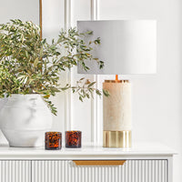 Paola Travertine Table Lamp - White Shade