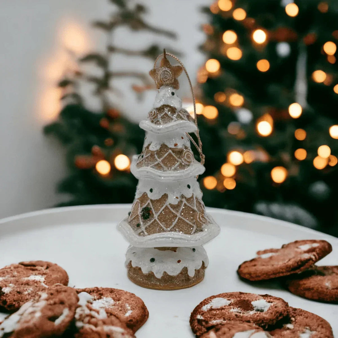 15cm Frosted Gingerbread Candy Hanging Tree Ornament - Exquisite Homewares 
