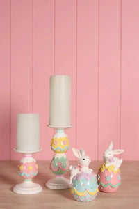 22cm Pastel Piped Double Egg Candle Holder - House Journey