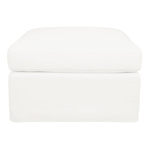 Birkshire Slip Cover Ottoman - White Linen