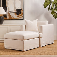 Load image into Gallery viewer, Birkshire Slip Cover Ottoman - White Linen
