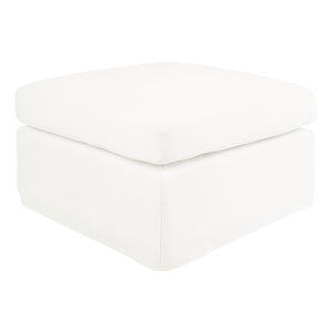 Birkshire Slip Cover Ottoman - White Linen