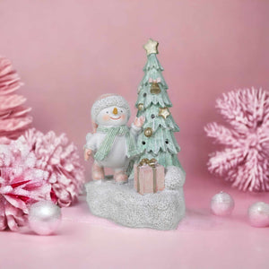 Snowman with Light-Up Christmas Tree