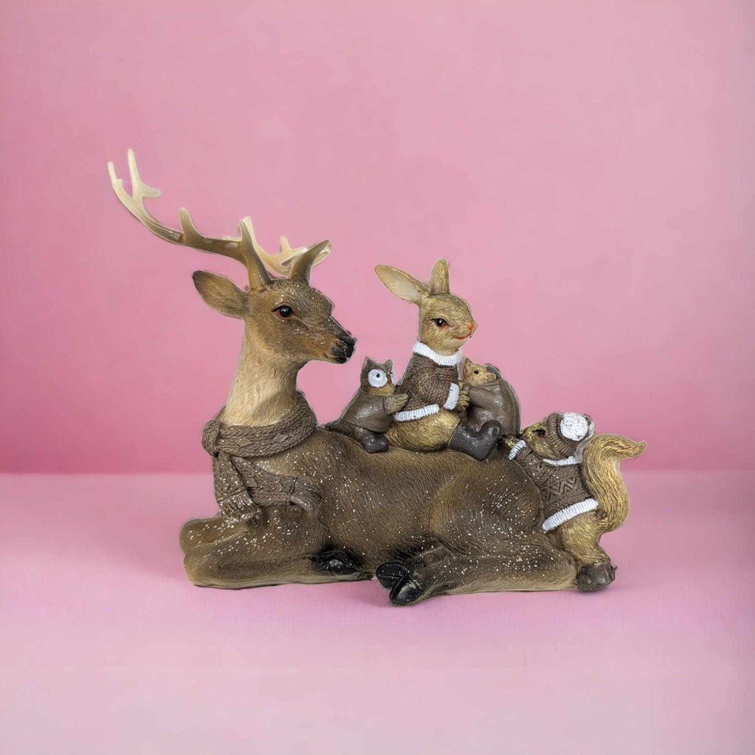 Sitting Reindeer and Woodland Friends