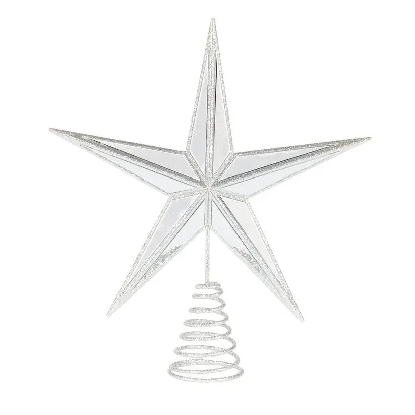 5 Point Mirrored Tree Topper Star Silver - Exquisite Homewares 