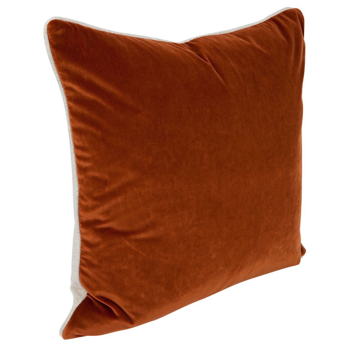 Sass Square Feather Cushion - Caramel Velvet w Natural Linen