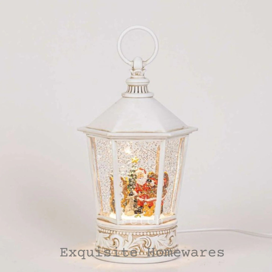 Musical Retro Nordic Hexagonal Lighted Snow Globe with Santa - 14x14x22cm