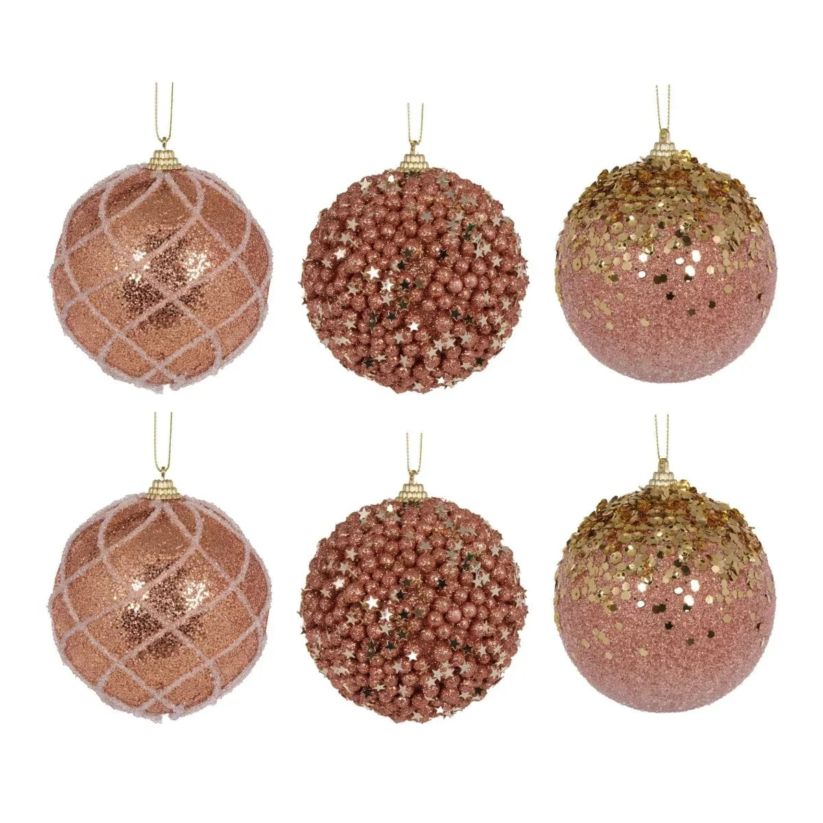 6 Pack Shatterproof Copper Baubles - Exquisite Homewares 
