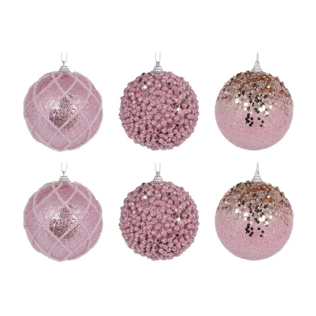 6 Pack Shatterproof Pink Baubles - Exquisite Homewares 