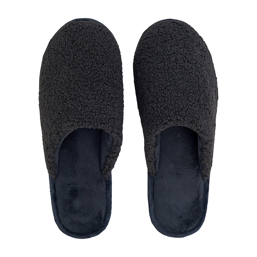 Mens Slippers - Cosy Sherpa - Black