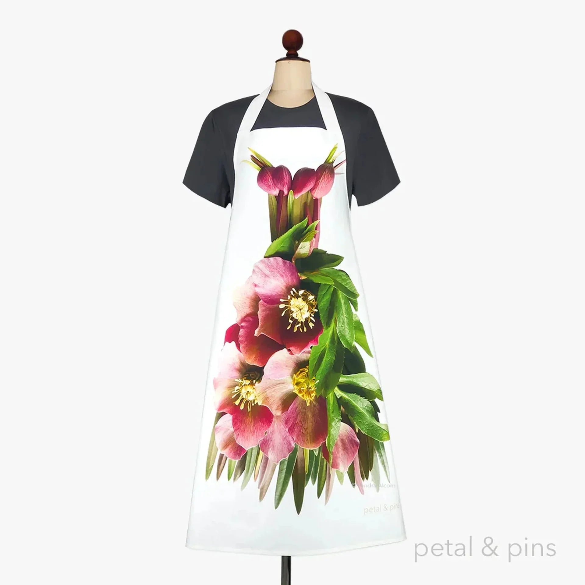 Elegant Crimson Hellebore Apron