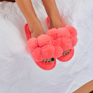 Pom Pom Slippers - Cosy Luxe - Melon