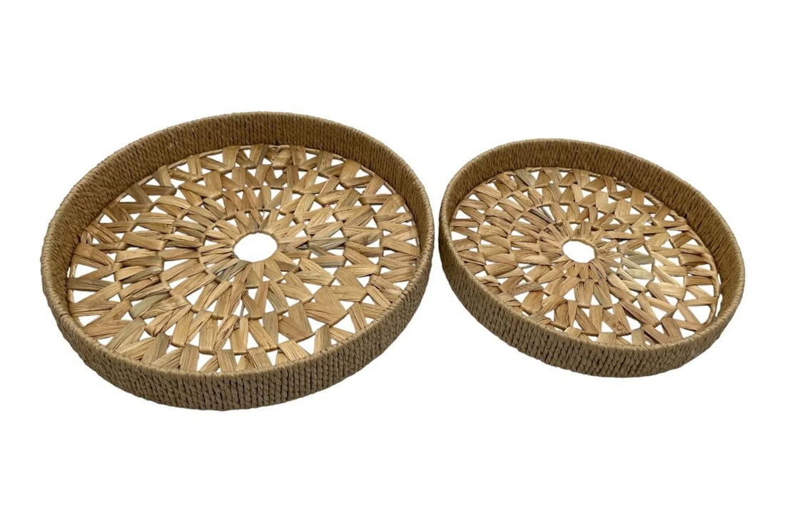 Round Water Hyacinth Trays - 38cm