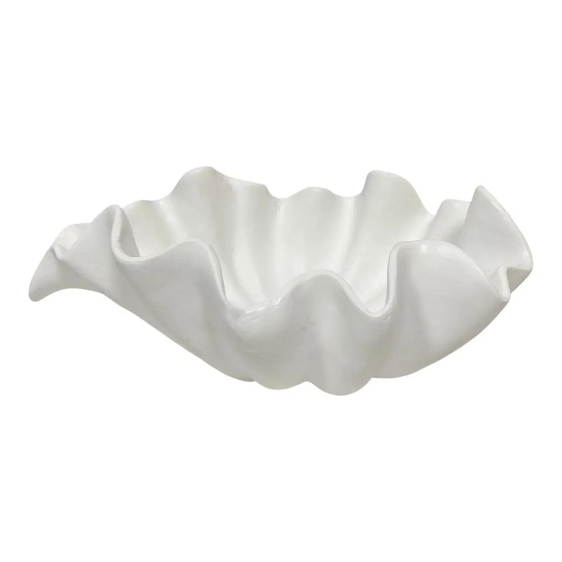 White ceramic shell-shaped bowl for home décor, elegant vintage-style accessory