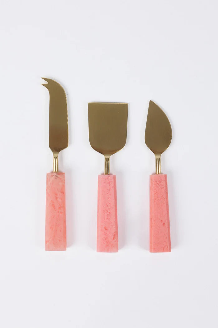 Benny Set of 3 Cheese Knives - pink