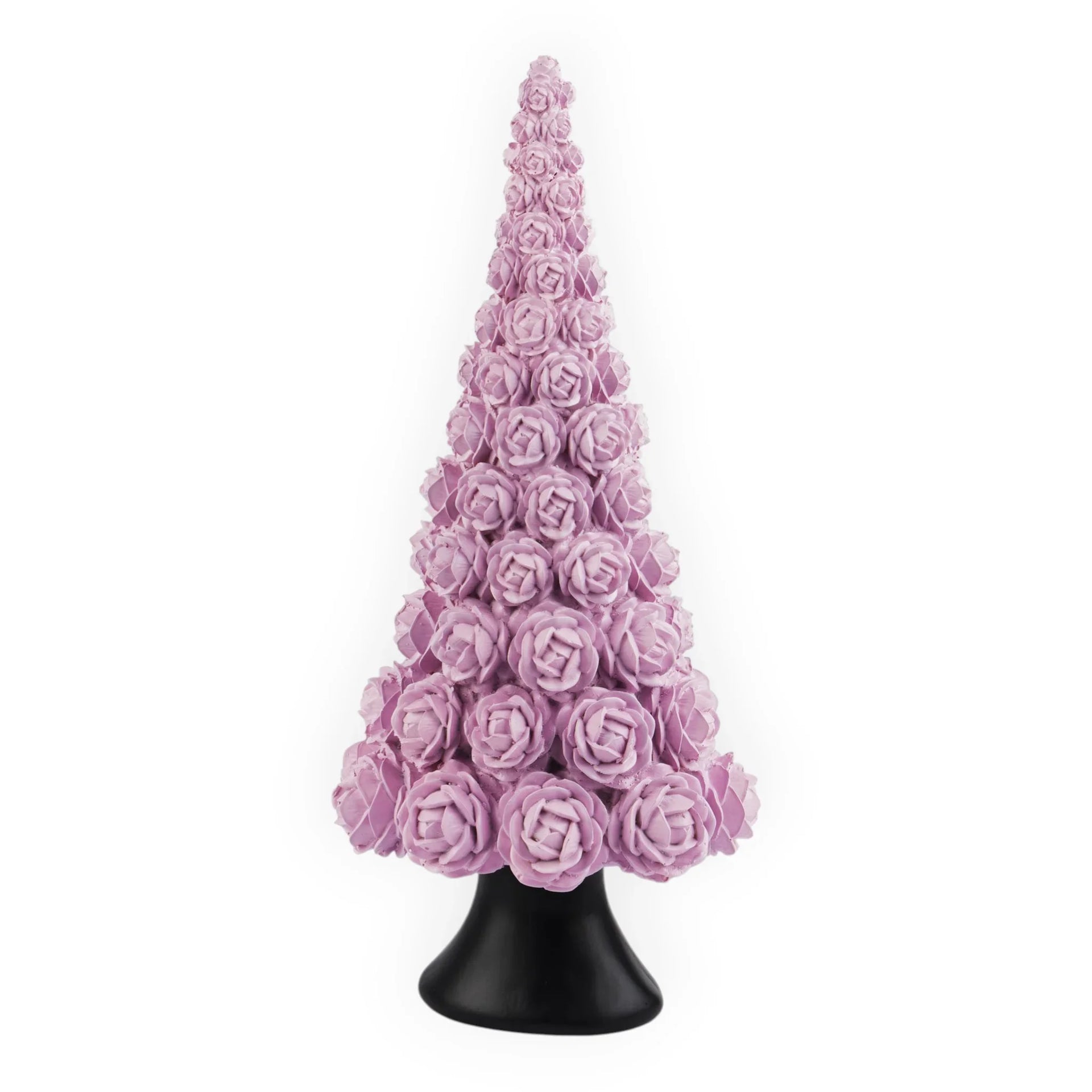 Lavender rose Christmas tree decoration with black base, elegant home décor accent