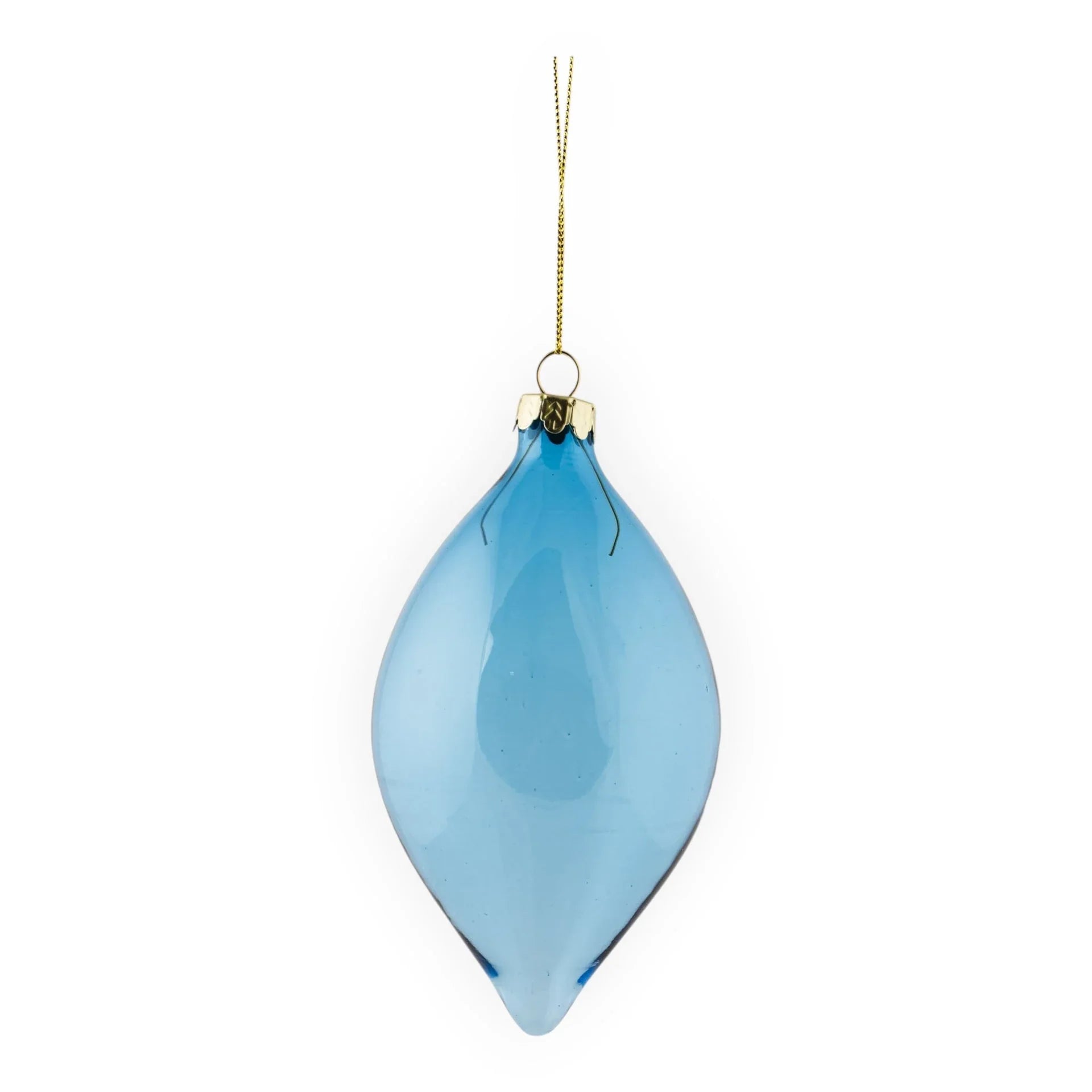 Blue Glass Long Drop Hanging Decoration - 14cm