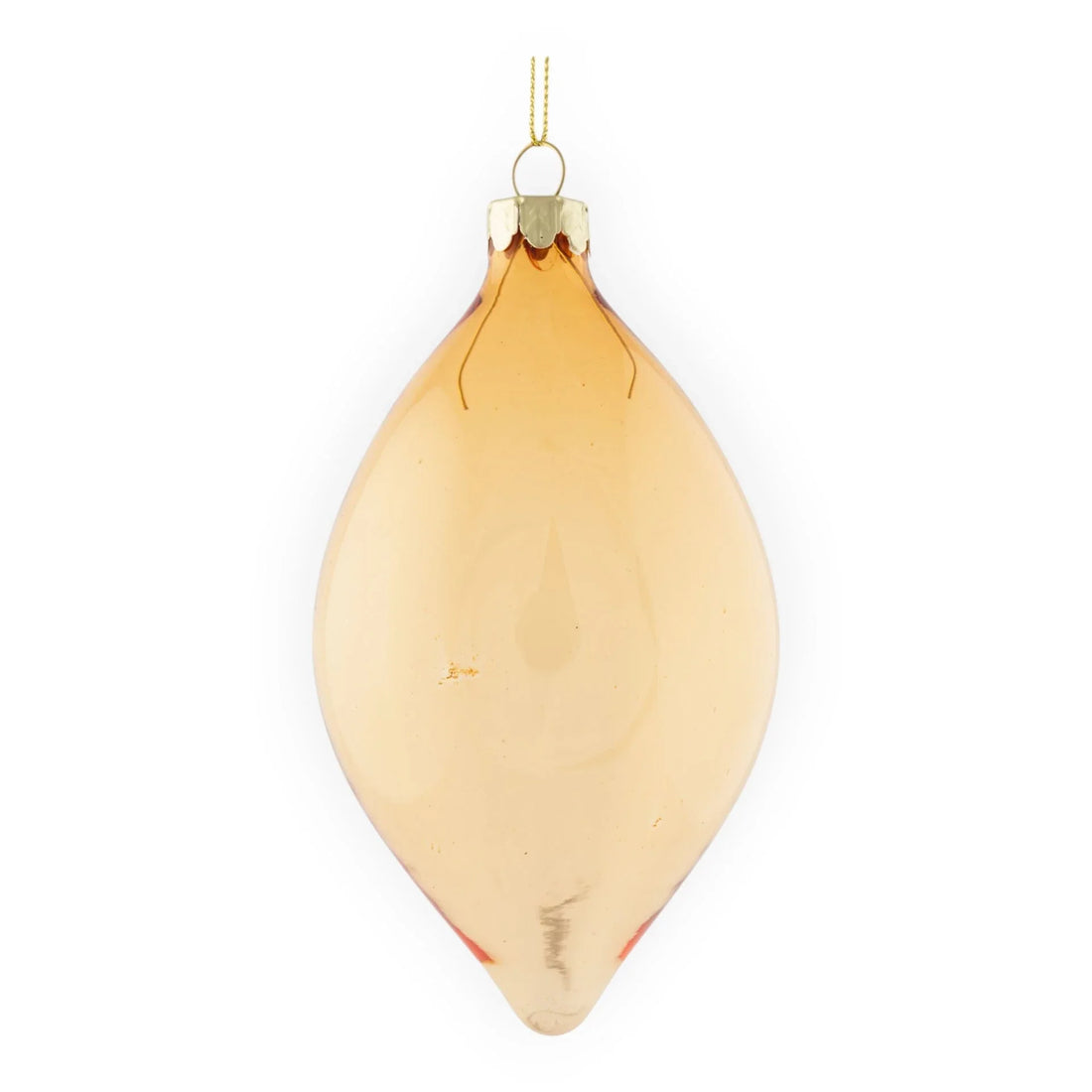 Amber Glass Long Drop Hanging Decoration - 14cm