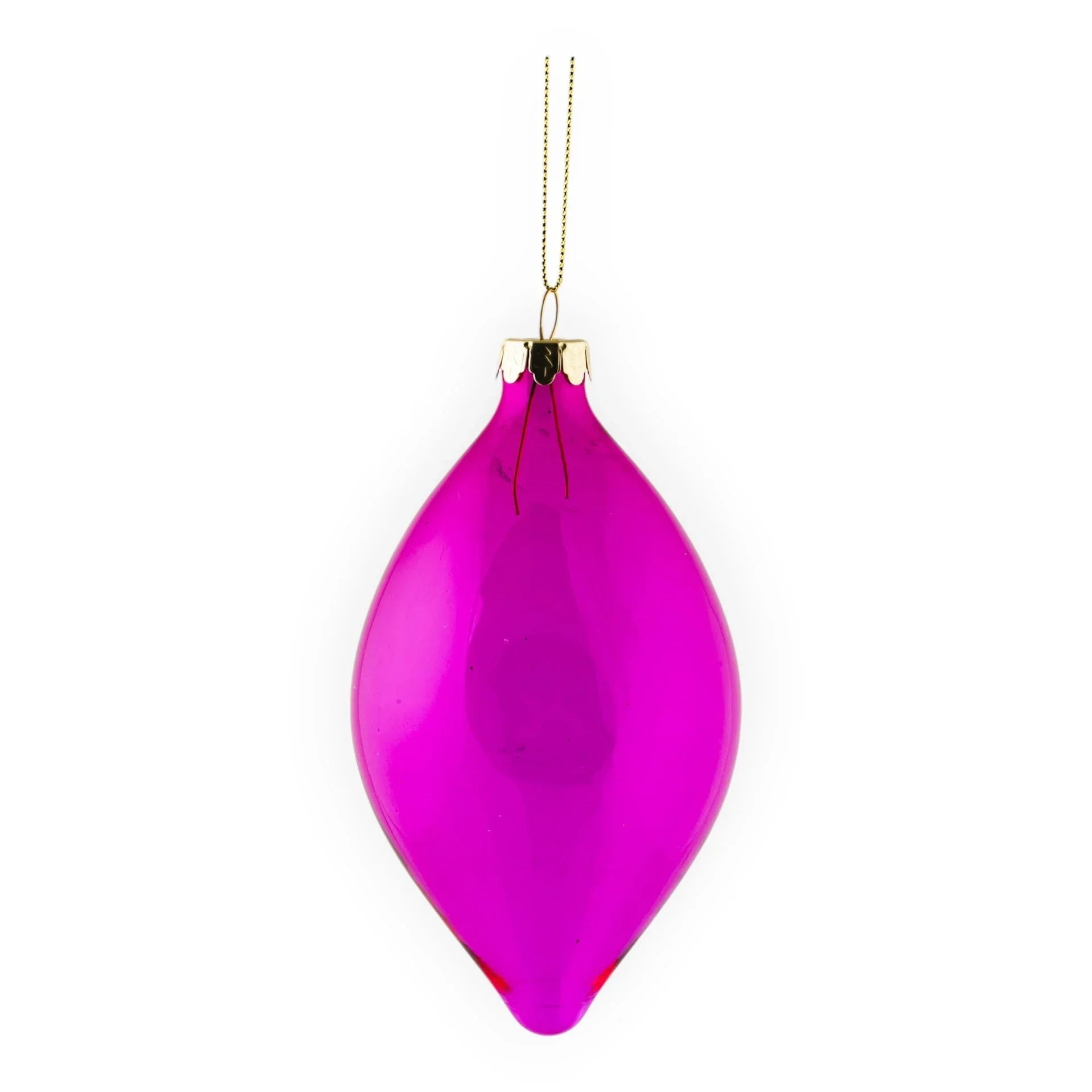 Fuchsia Glass Long Drop Hanging Decoration - 14cm