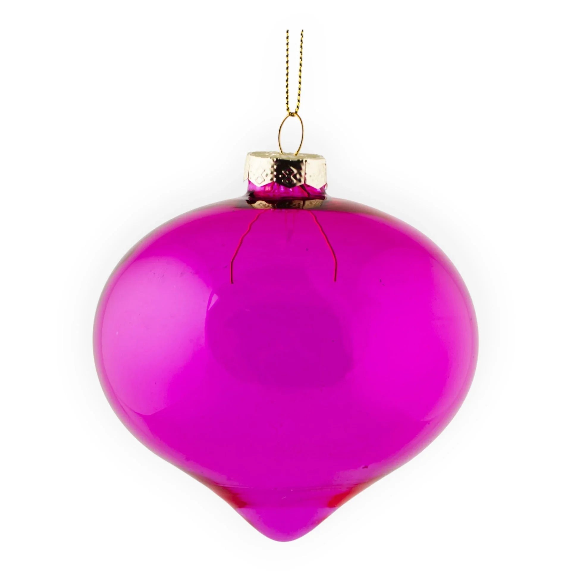 Fuchsia Glass Drop Hanging Decoration - 10cm