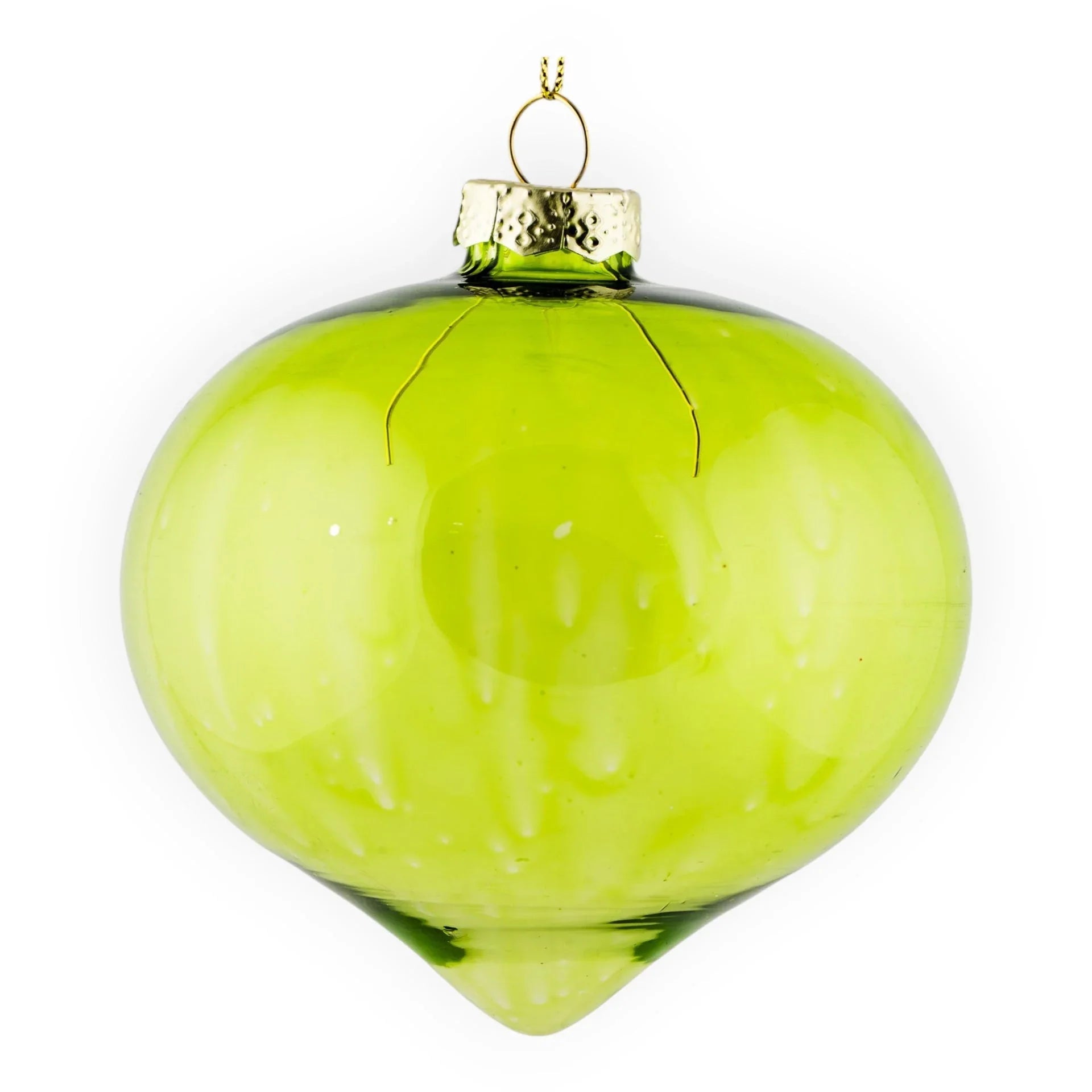 Green Glass Drop Hanging Decoration - 10cm