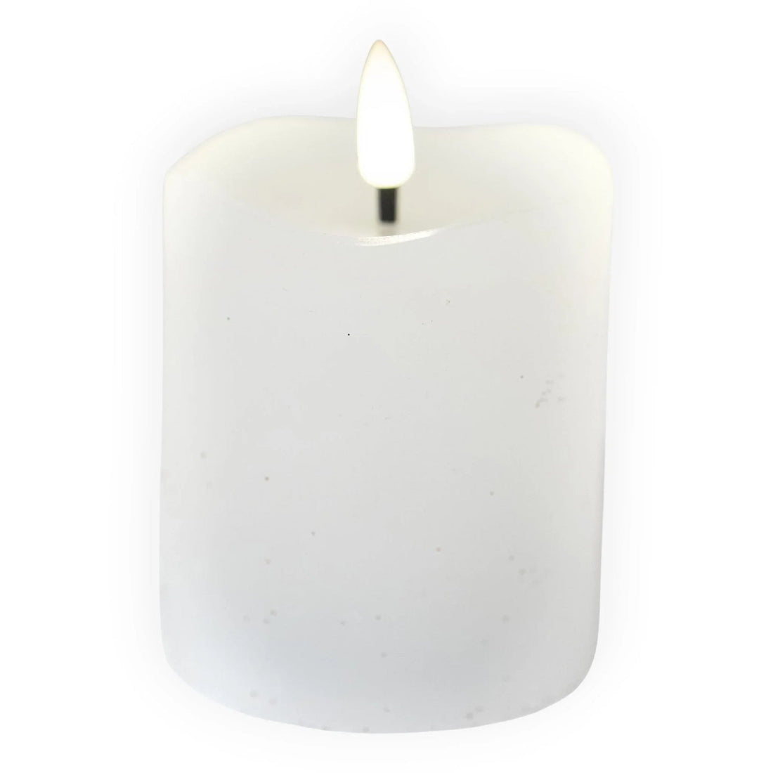 White LED candle with flickering flame, elegant home décor accessory for ambient lighting