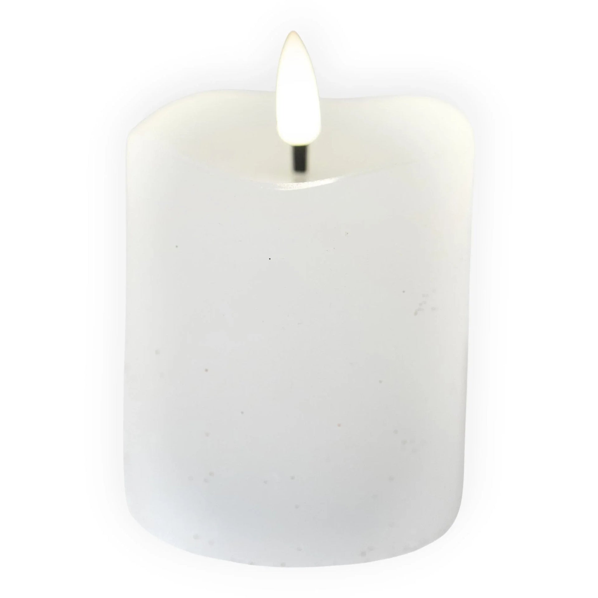 White LED candle with flickering flame, elegant home décor accessory for ambient lighting