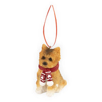 Yorkshire Terrier Christmas ornament with red scarf, festive home décor accent