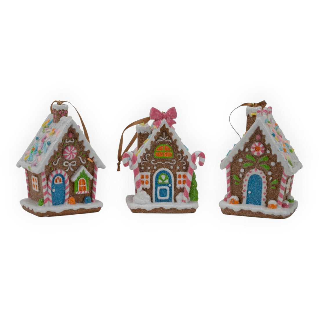 Gingerbread Candy Houses Hanging - 12cm - Assorted