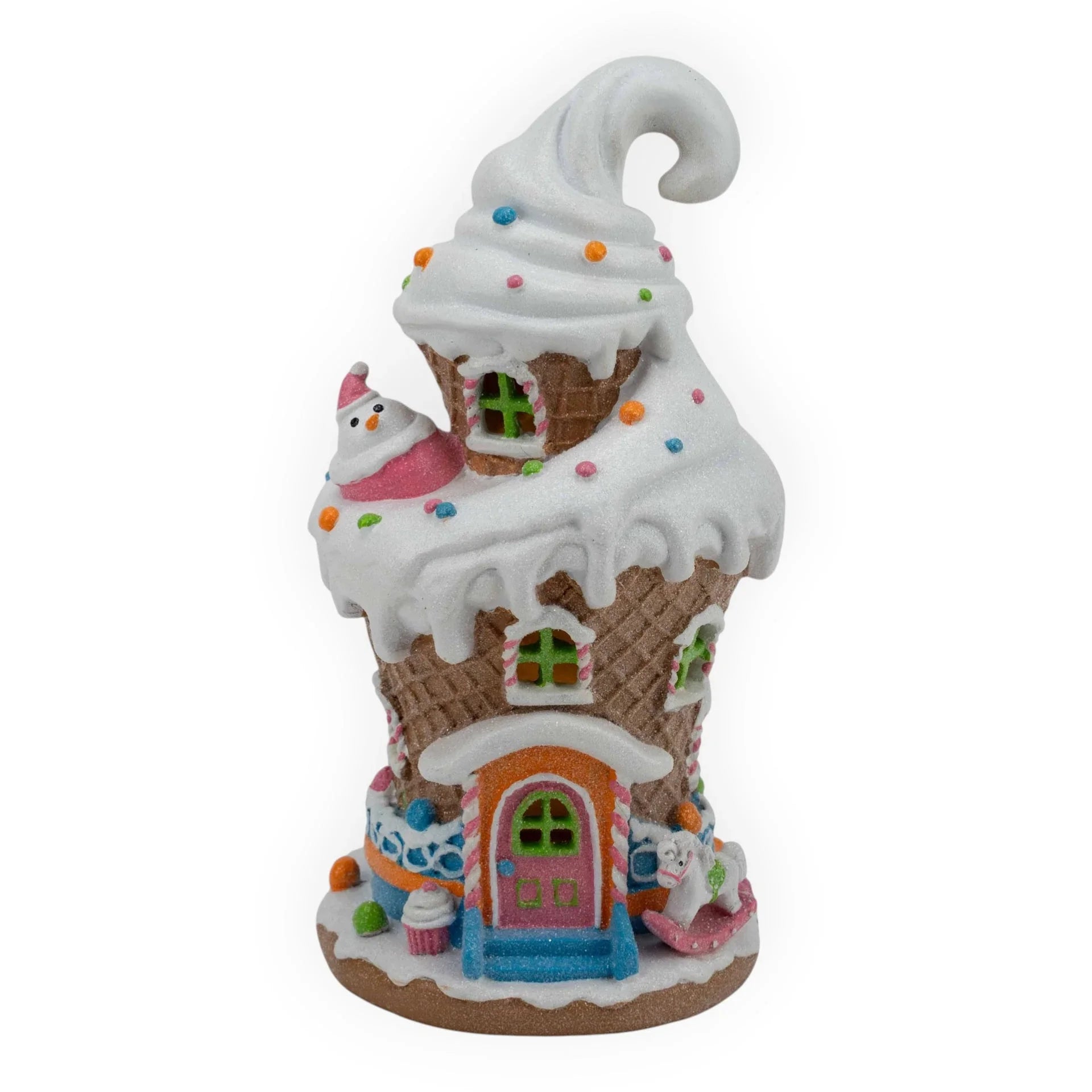 Gingerbread Candy LED Ice Cream House - 28cm