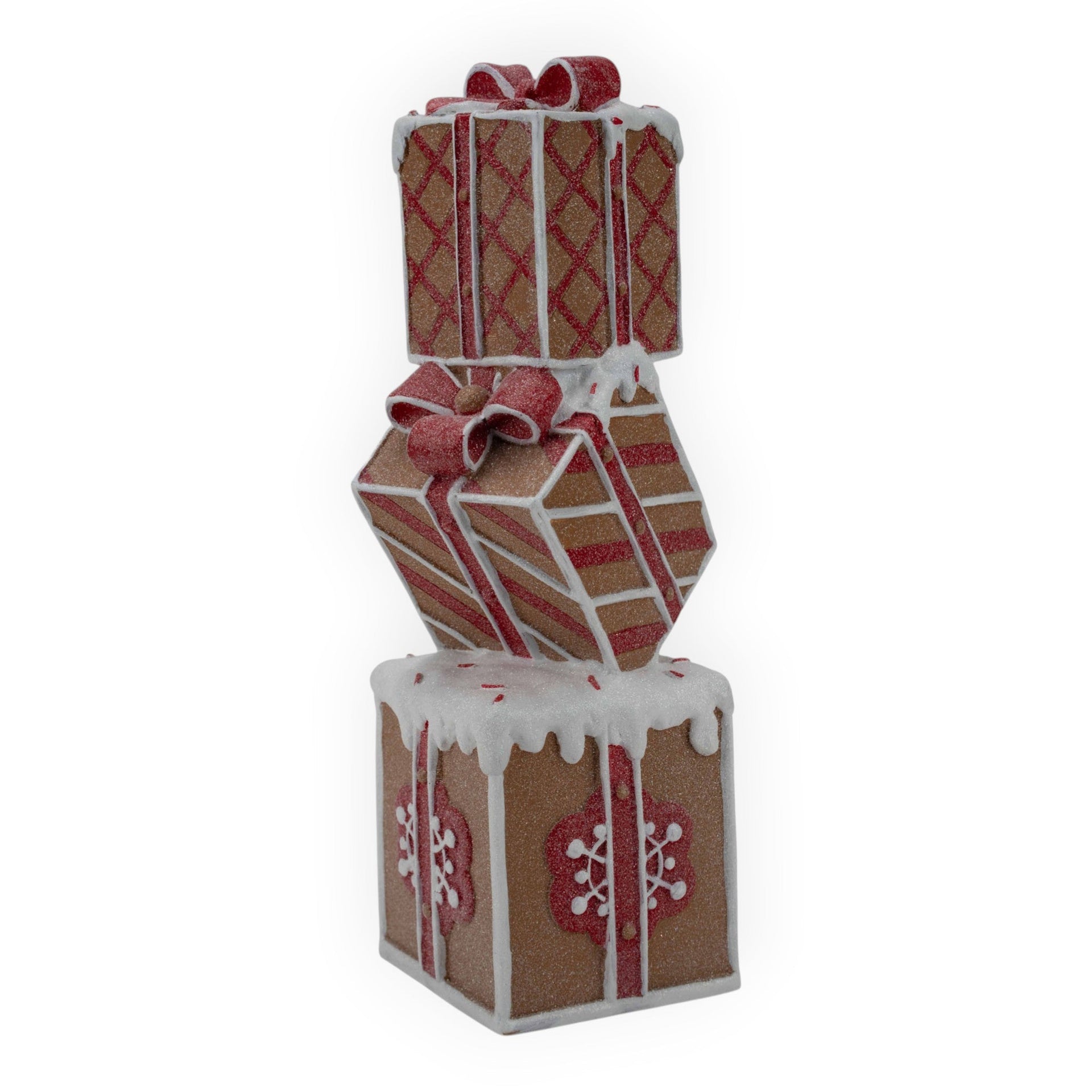 Gingerbread Red White Gift Box Stack - 36cm