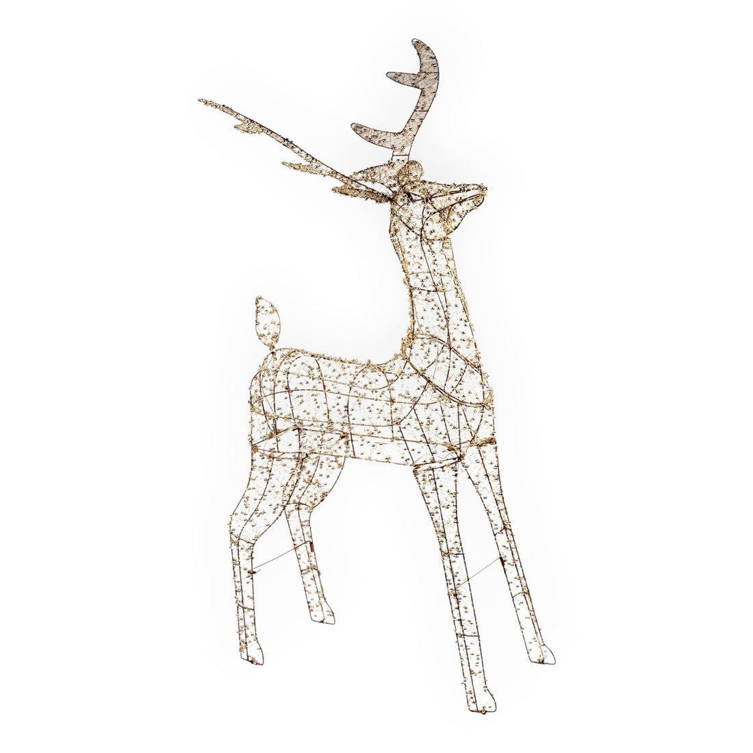 Illuminated Gold Beaded Reindeer - 125cm