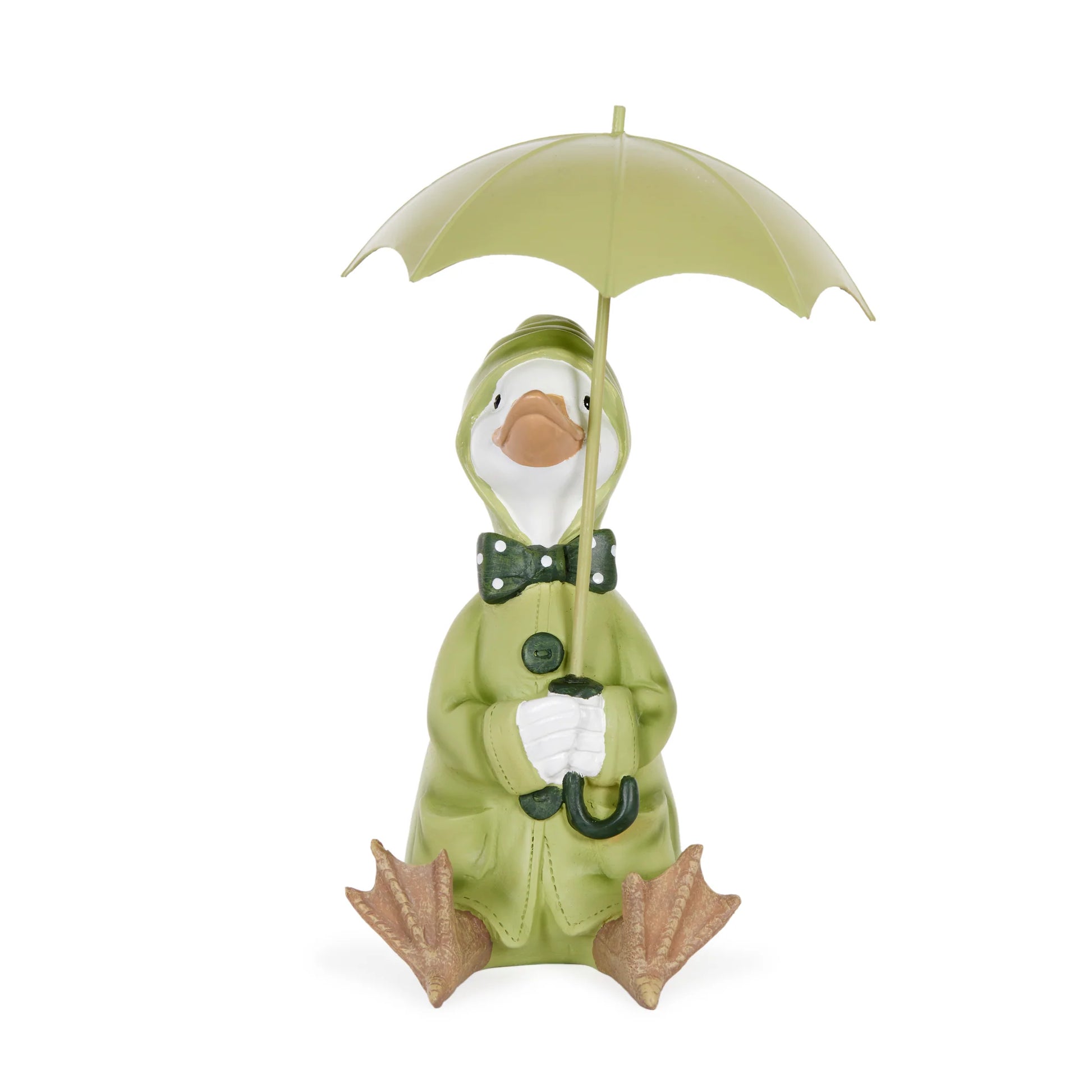 Rainy Duck Sitting with Umbrella