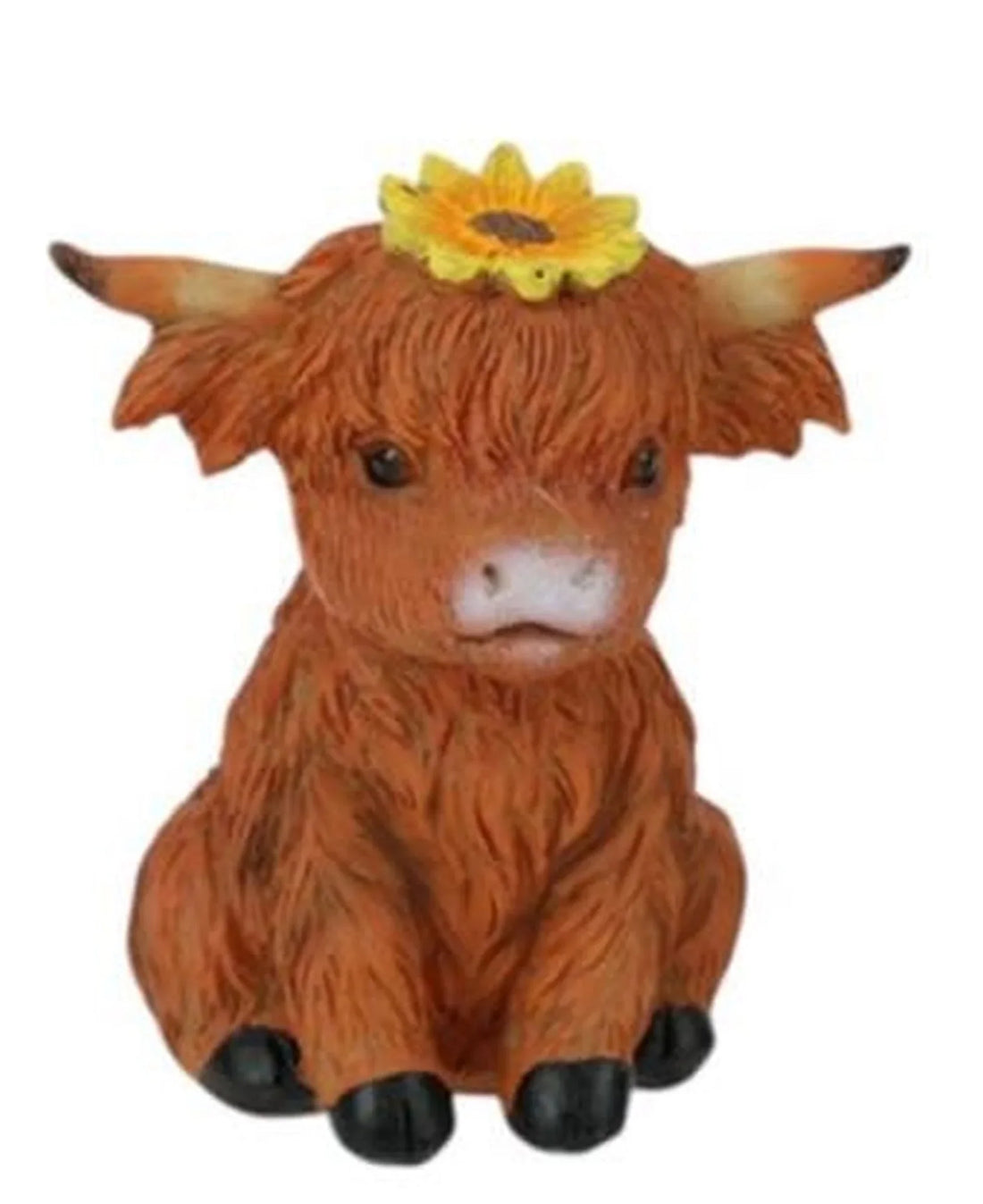 Sitting Highland Cow with Sunflowers - 9cm
