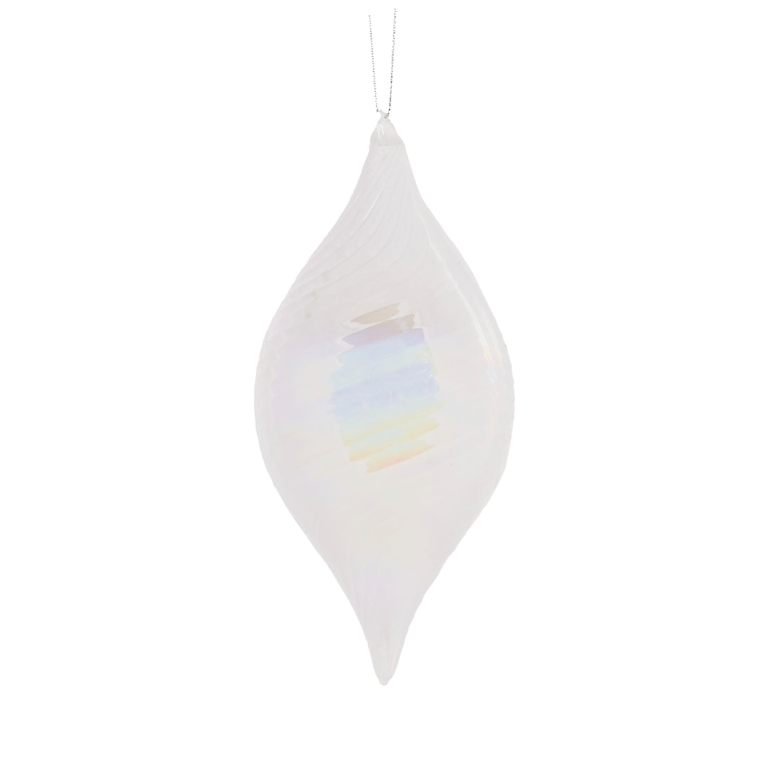 High Shine White Swirl Drop Bauble