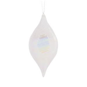 High Shine White Swirl Drop Bauble