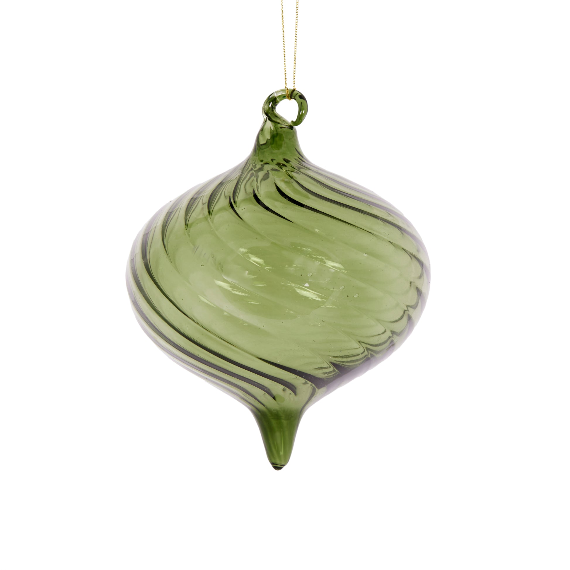 Transparent Green Swirl Onion Bauble