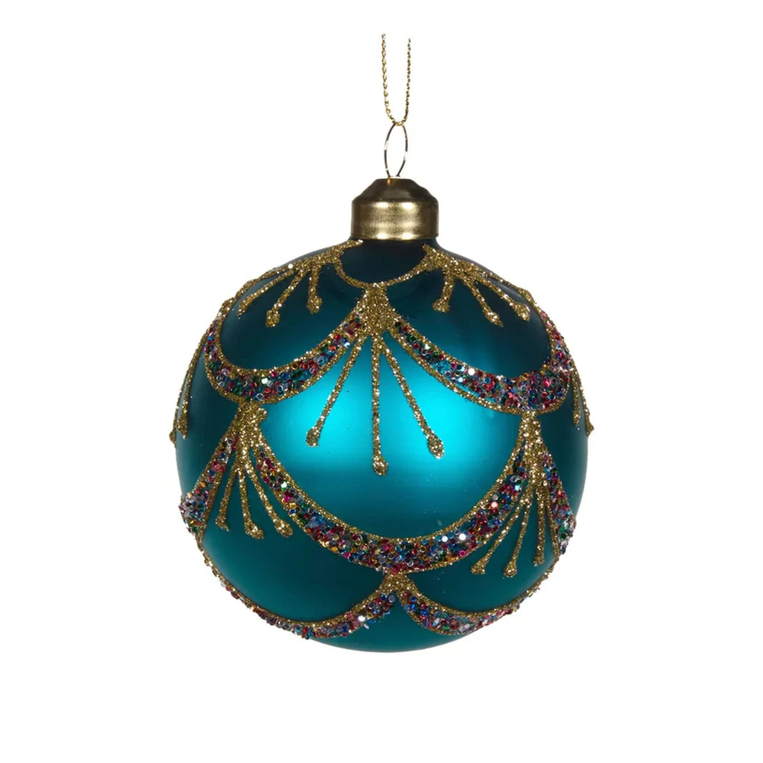 Matte Blue Piped Bauble 8cm