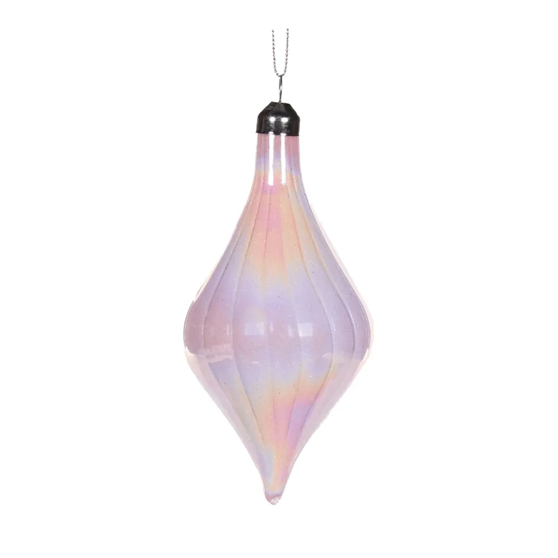 Iridescent pastel glass Christmas ornament with faceted design, perfect for festive home décor