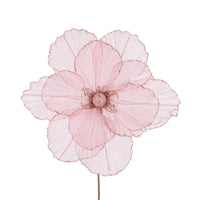 Delicate pink fabric flower with glittered edges, perfect for home décor and vintage styling