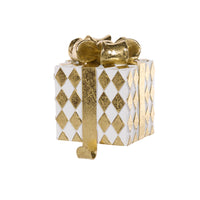 White And Gold Harlequin Gift Box Stocking Holder