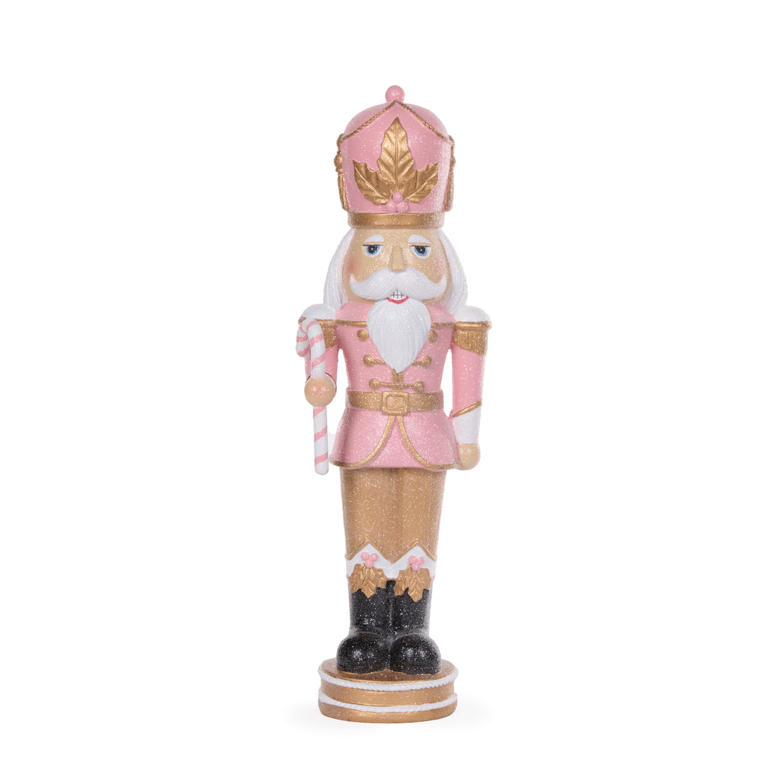 Light Up Pink And Champagne Nutcracker With Candy Cane