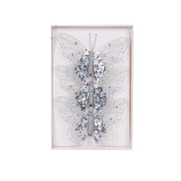 Set/3 Silver Glitter Butterfly Clips