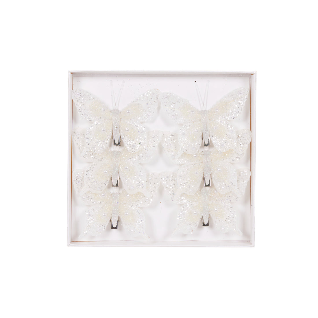 Set/6 Mini White Butterfly Clips